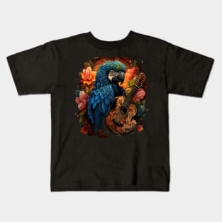 Macaw Playing Guitar Kids T-Shirt